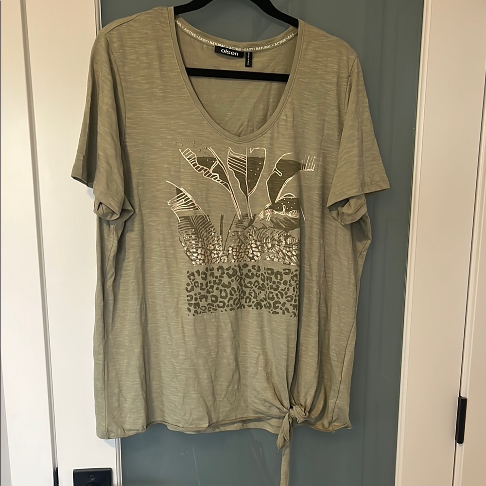 Olsen Olive Graphic Top